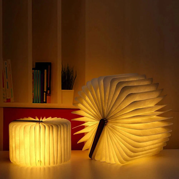Book Table Lamp | Fanning Pages, Folds Flat Or Round