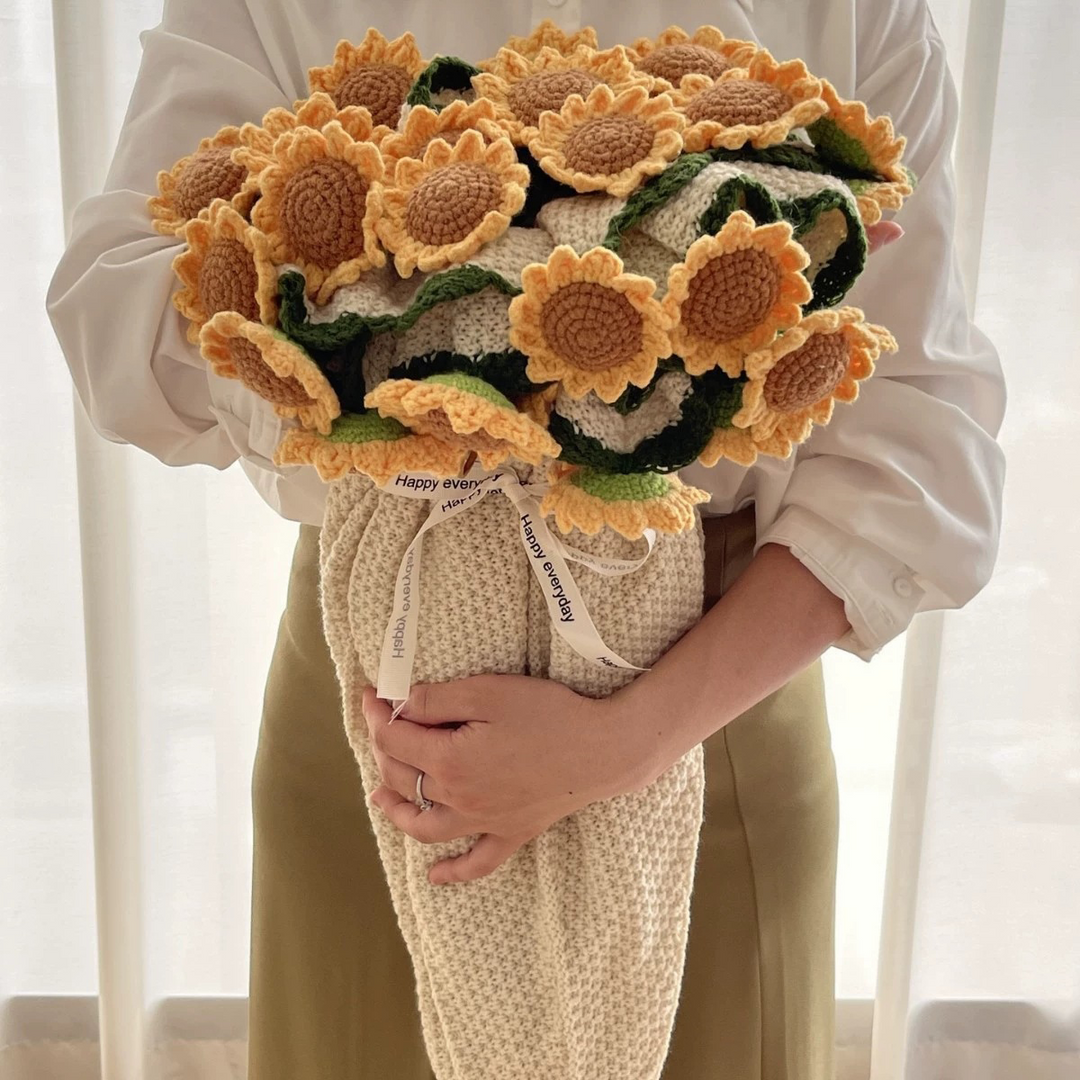 Bouquet Blanket with Crocheted Flowers | Handmade Pink Daisy Keepsake
