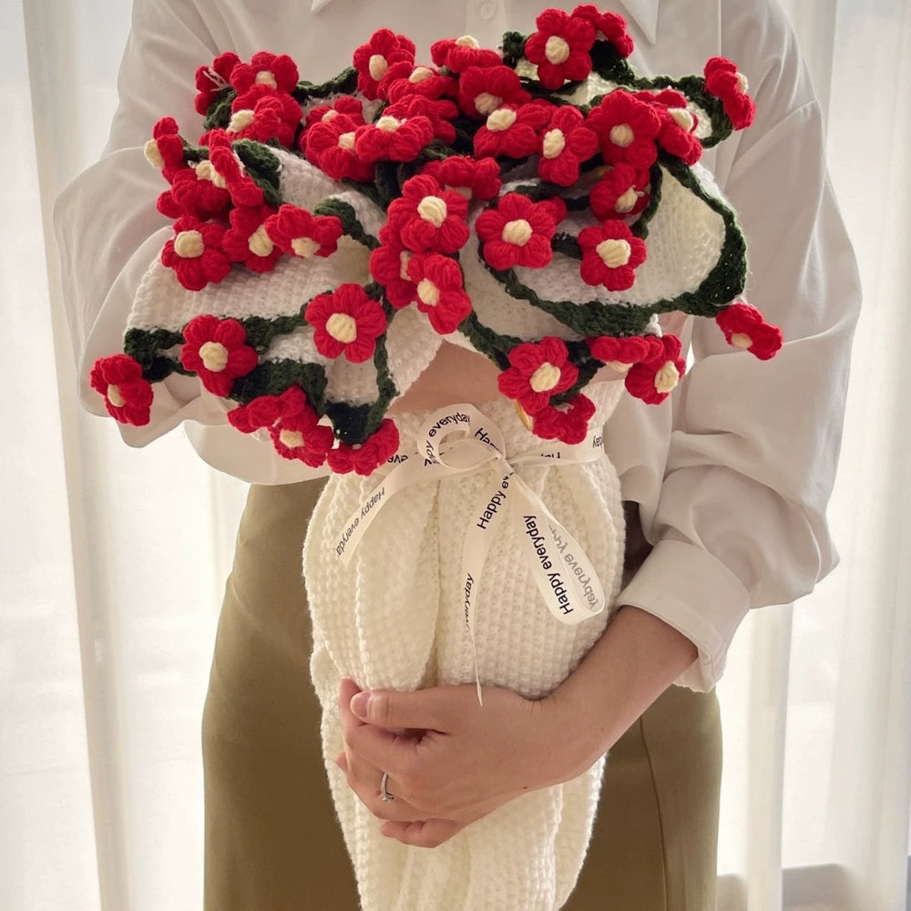 Bouquet Blanket with Crocheted Flowers | Handmade Pink Daisy Keepsake