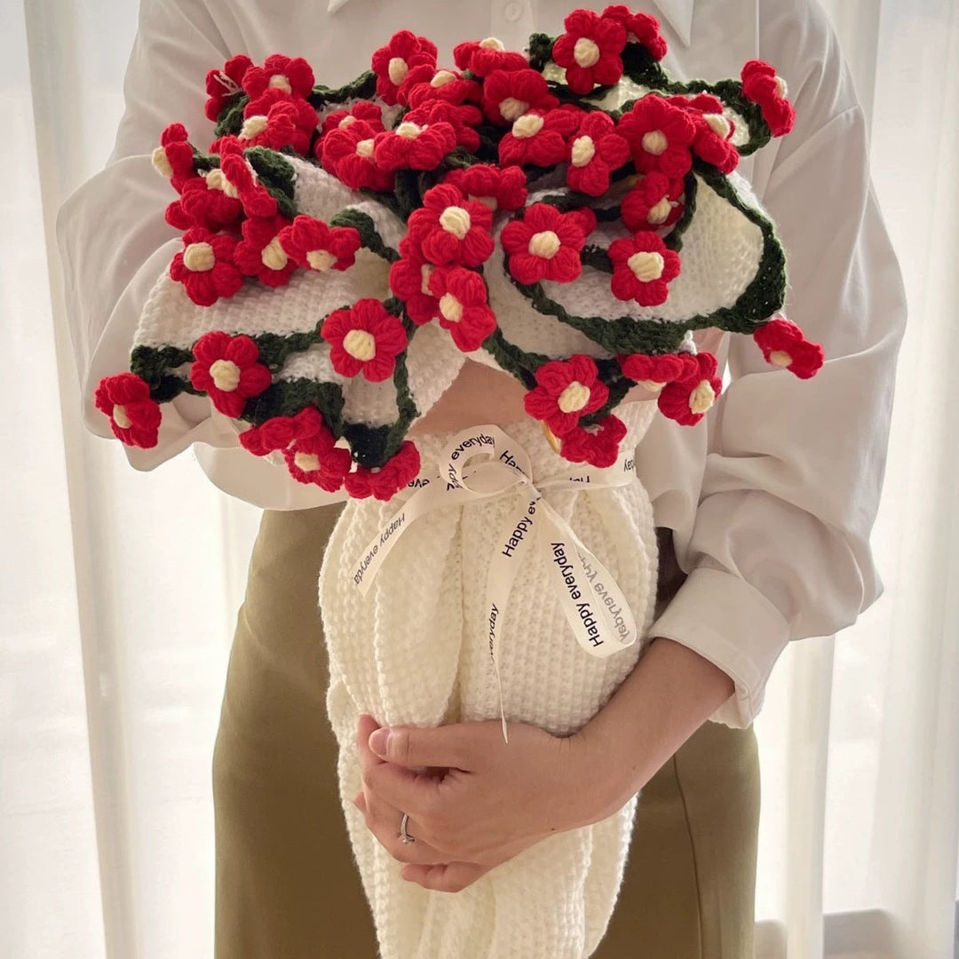 Bouquet Blanket with Crocheted Flowers | Handmade Pink Daisy Keepsake