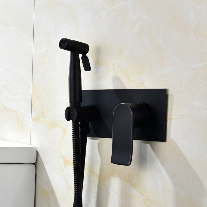 Brass Bidet Sprayer | Hot &amp; Cold Mixer | Handheld | Wall Mounted | Matte Black