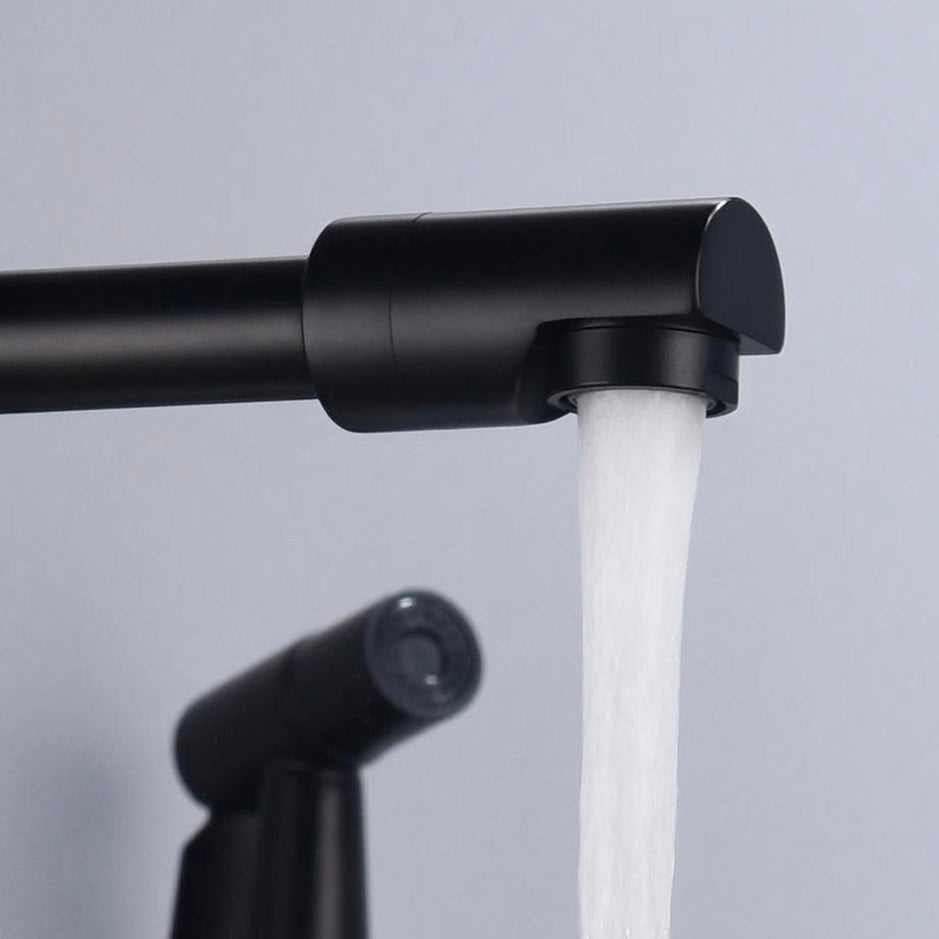 Brass Pot Filler Kitchen Tap | Swing Arm &amp; Side Sprayer | Deck Mounted | Polished Finish