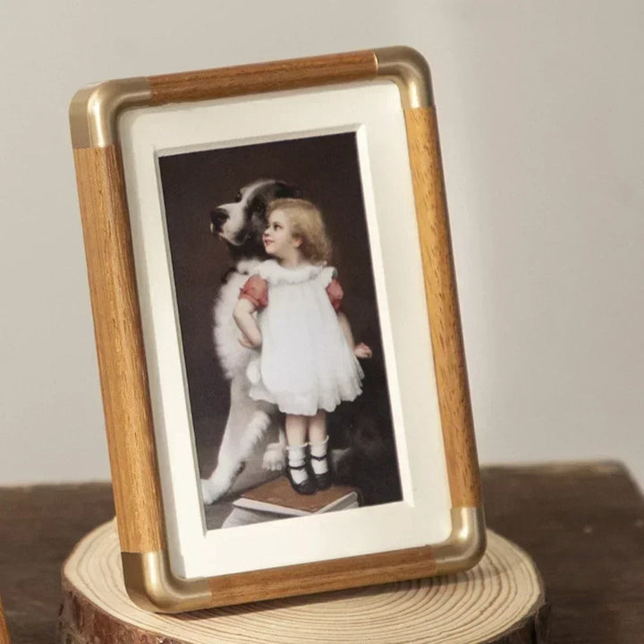Brooks Tabletop Photo Frame | Vintage Wood &amp; Brass Design 0