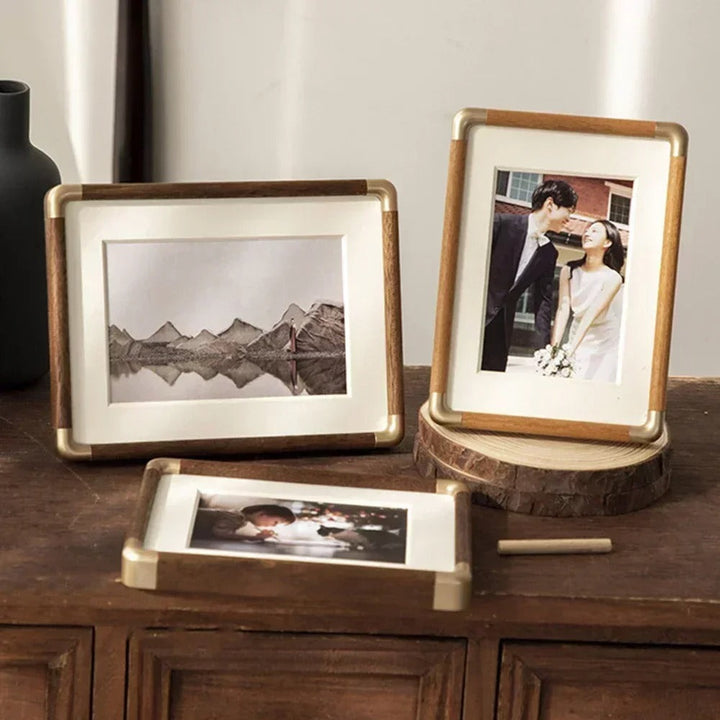 Brooks Tabletop Photo Frame | Vintage Wood &amp; Brass Design 1