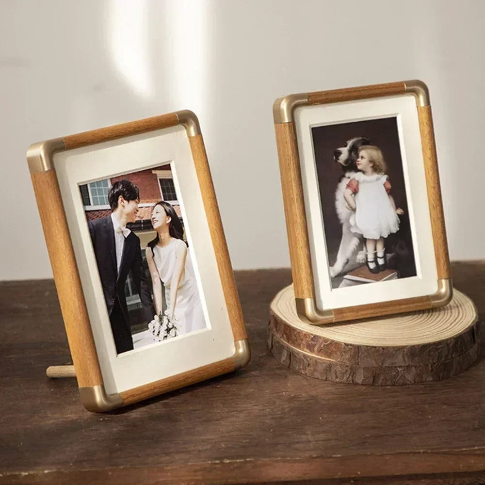 Brooks Tabletop Photo Frame | Vintage Wood &amp; Brass Design 2