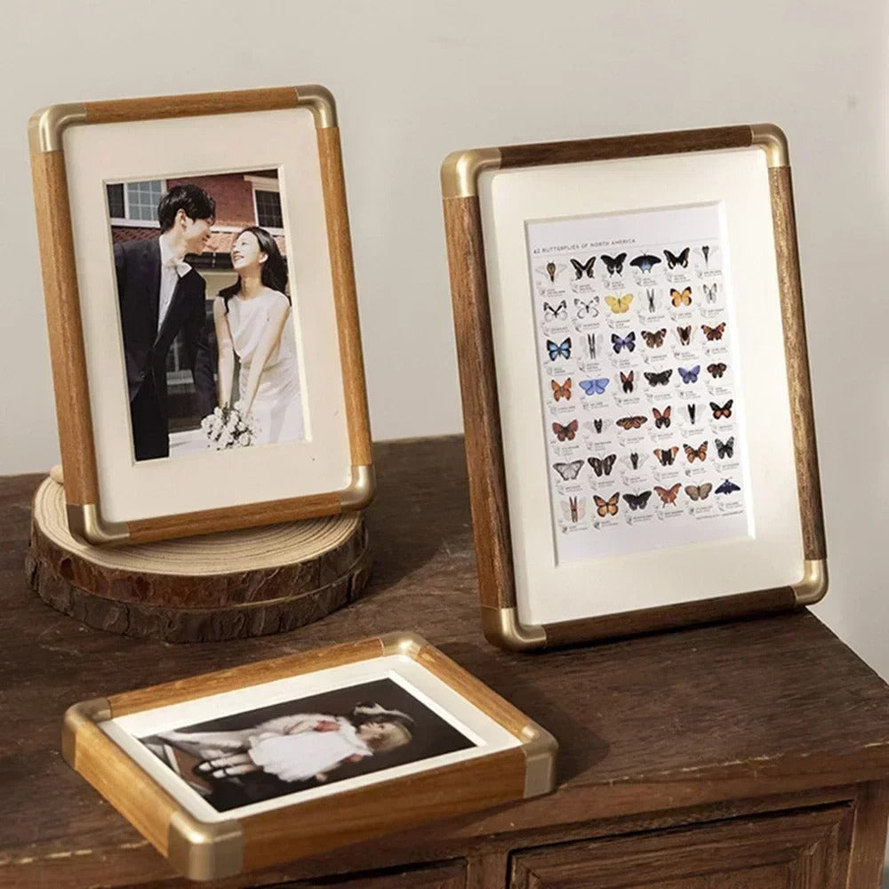 Brooks Tabletop Photo Frame | Vintage Wood &amp; Brass Design 3