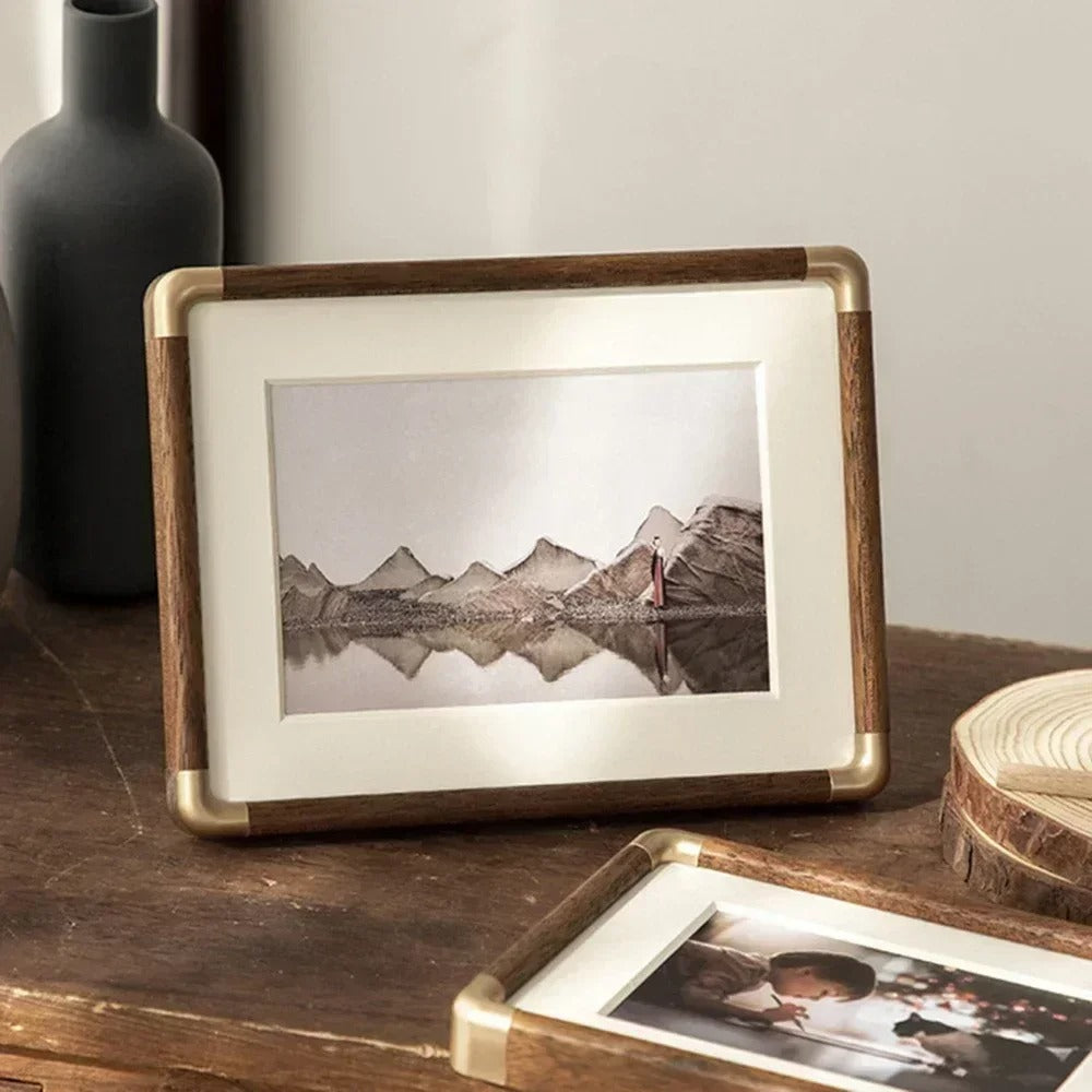 Brooks Tabletop Photo Frame | Vintage Wood &amp; Brass Design 4
