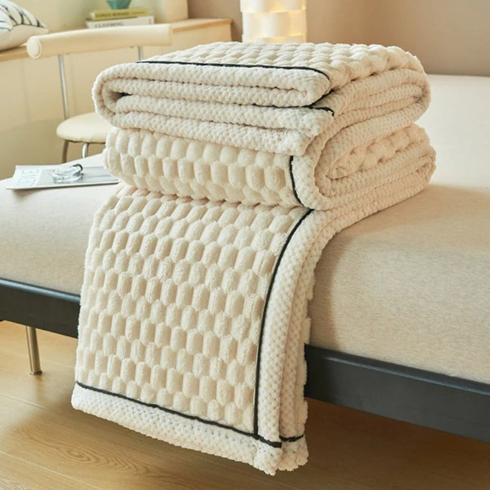 Bubble Textured Throw Blanket | Plush Cloud-Like Feel | Lightweight Comfort for Sofa, Bed or Outdoor Lounging Use