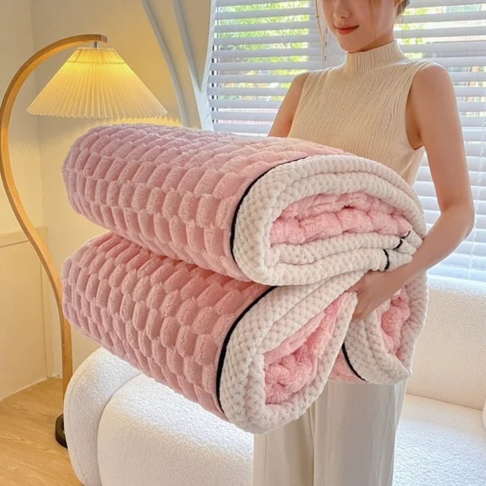 Bubble Textured Throw Blanket | Plush Cloud-Like Feel | Lightweight Comfort for Sofa, Bed or Outdoor Lounging Use