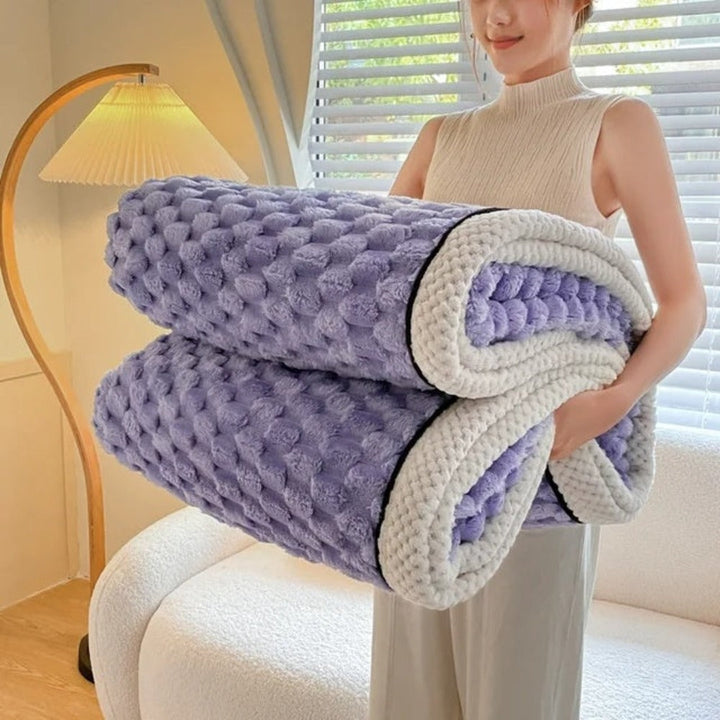 Bubble Textured Throw Blanket | Plush Cloud-Like Feel | Lightweight Comfort for Sofa, Bed or Outdoor Lounging Use
