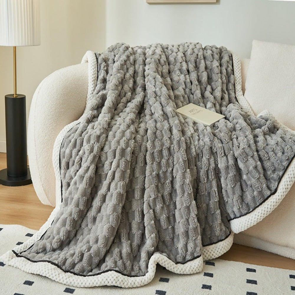 Bubble Textured Throw Blanket | Plush Cloud-Like Feel | Lightweight Comfort for Sofa, Bed or Outdoor Lounging Use