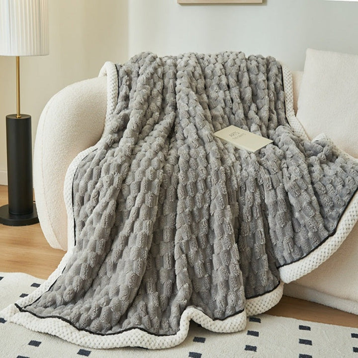 Bubble Textured Throw Blanket | Plush Cloud-Like Feel | Lightweight Comfort for Sofa, Bed or Outdoor Lounging Use