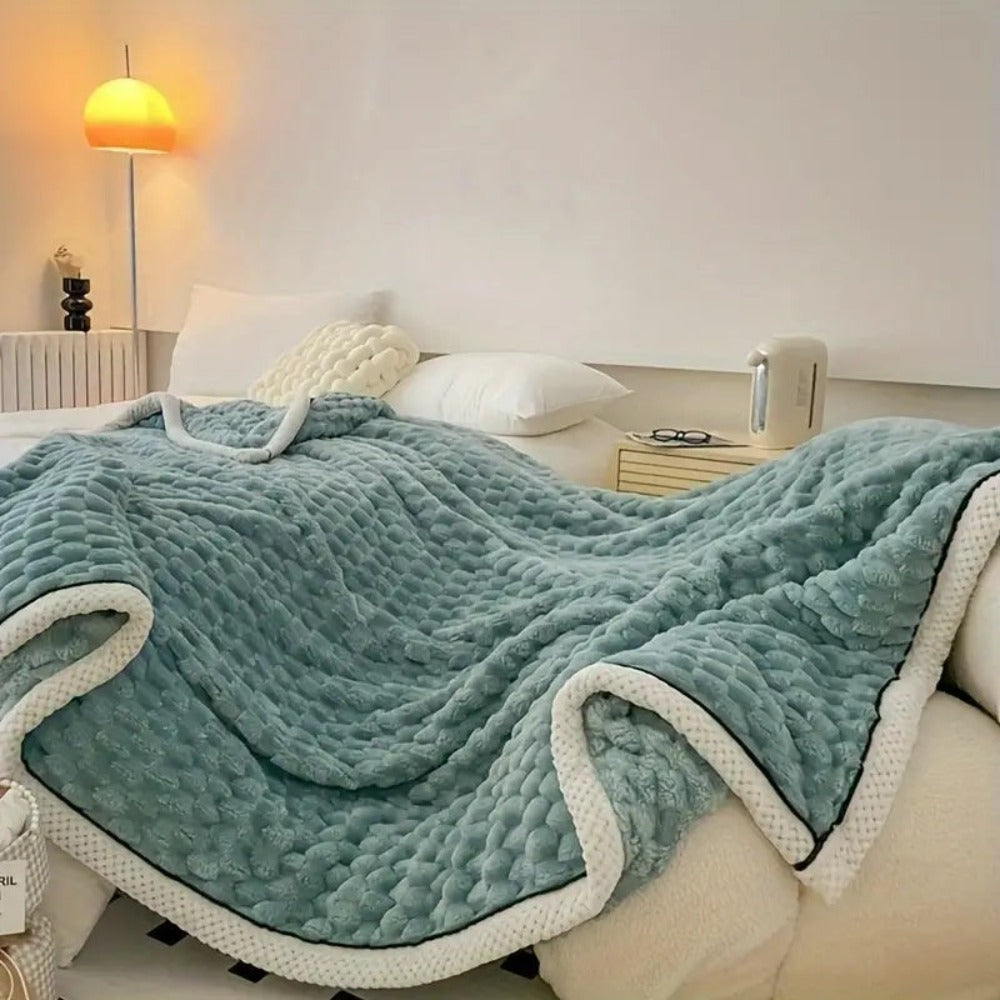 Bubble Textured Throw Blanket | Plush Cloud-Like Feel | Lightweight Comfort for Sofa, Bed or Outdoor Lounging Use