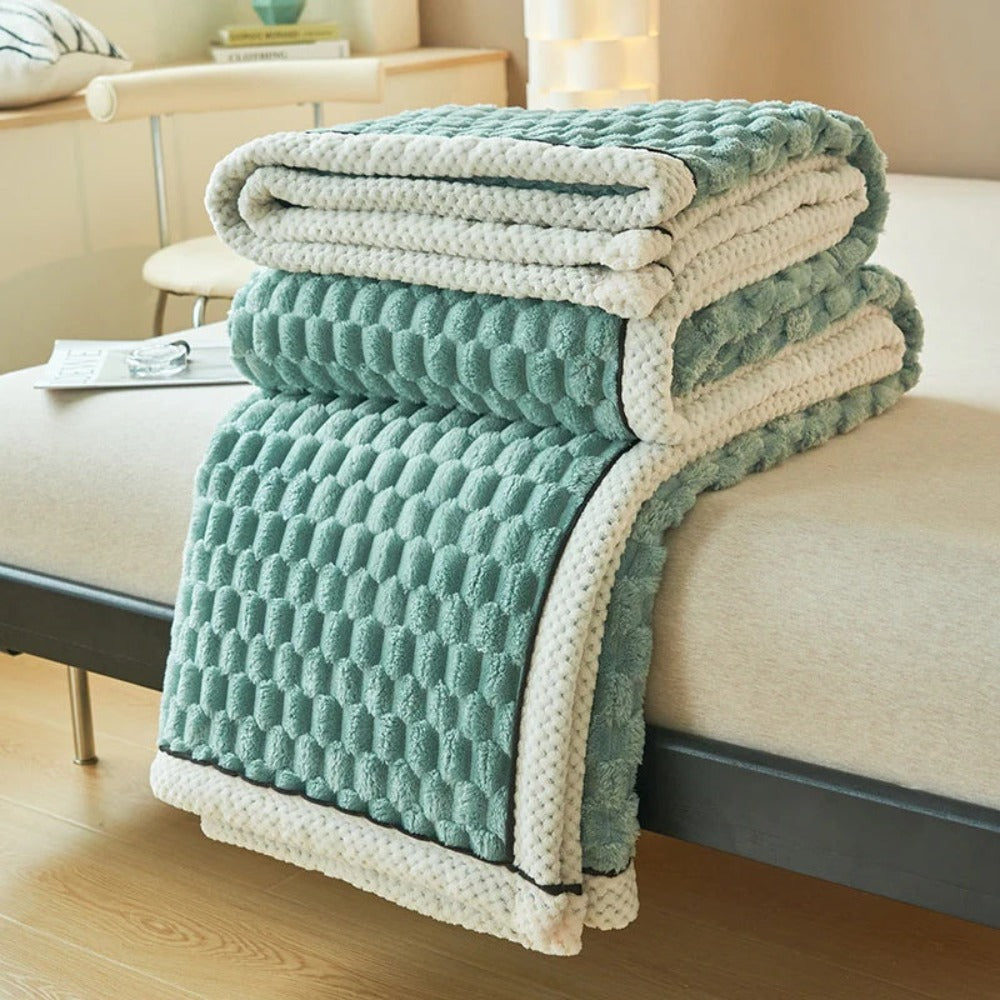 Bubble Textured Throw Blanket | Plush Cloud-Like Feel | Lightweight Comfort for Sofa, Bed or Outdoor Lounging Use