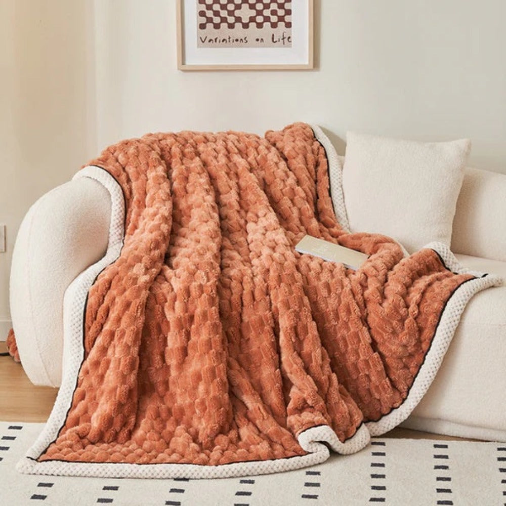 Bubble Textured Throw Blanket | Plush Cloud-Like Feel | Lightweight Comfort for Sofa, Bed or Outdoor Lounging Use