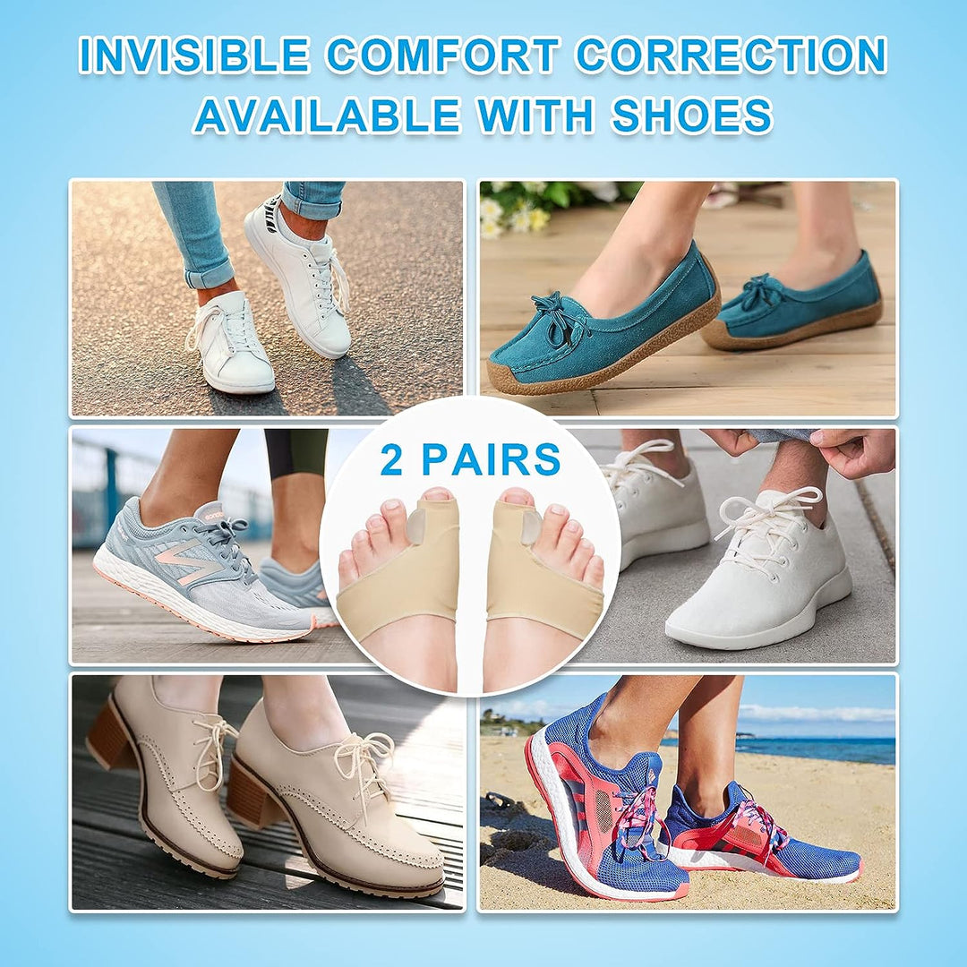 Bunion Corrector Sleeve | Silicone Gel Toe Spacer &amp; Cushioned Pad | Pair for All-Day Bunion and Hallux Valgus Relief