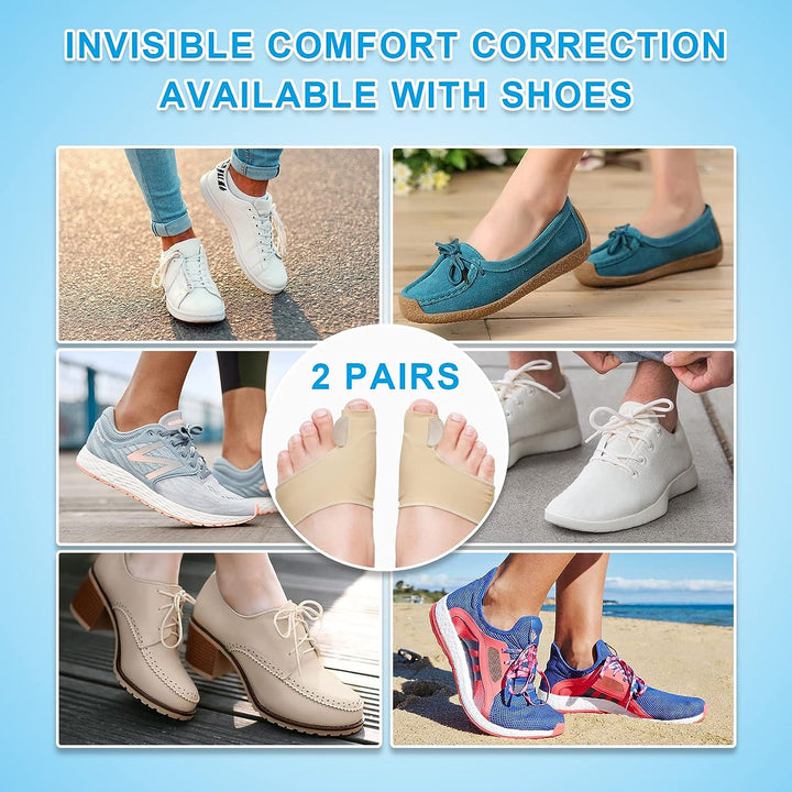 Bunion Corrector Sleeve | Silicone Gel Toe Spacer &amp; Cushioned Pad | Pair for All-Day Bunion and Hallux Valgus Relief