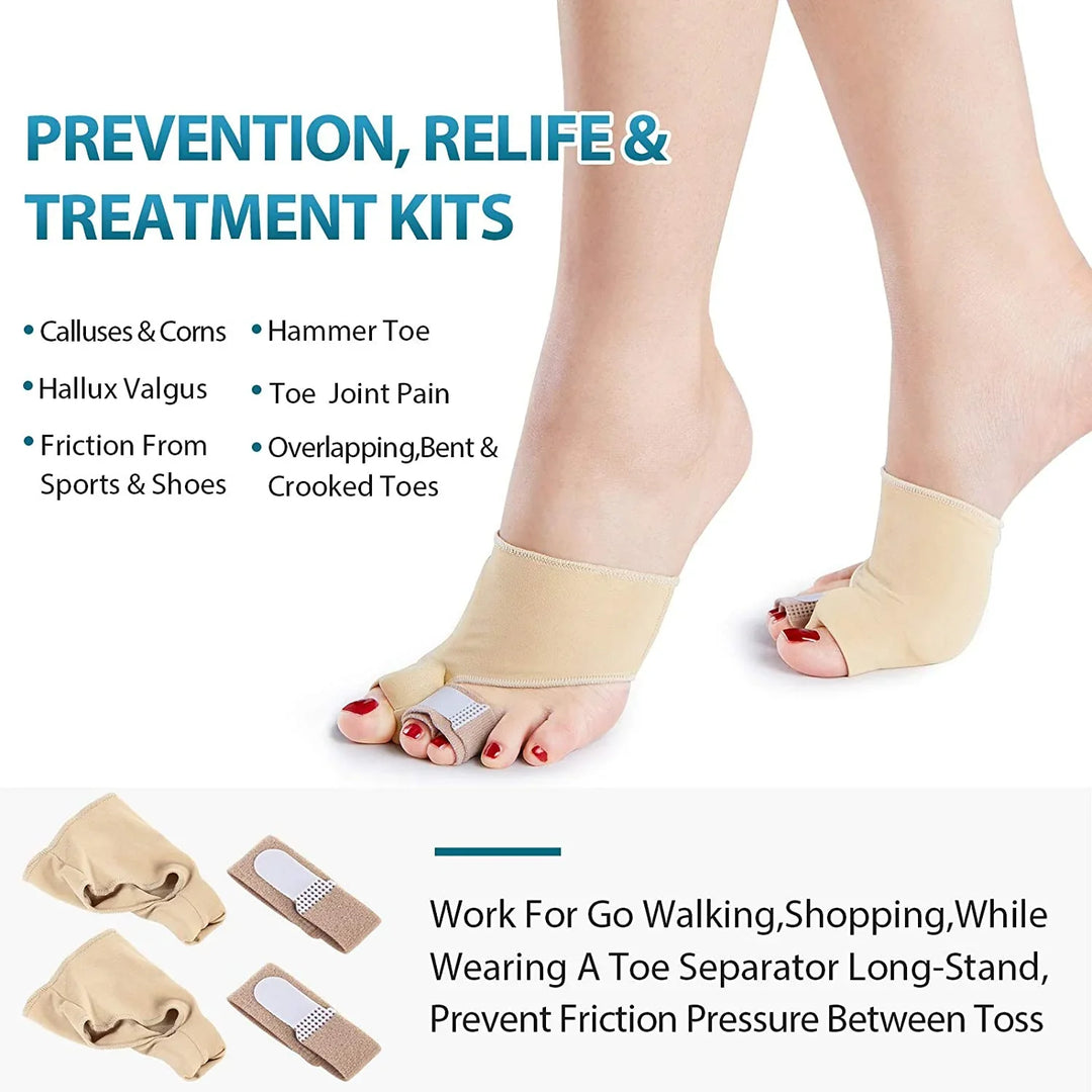 Bunion Corrector Sleeve | Silicone Gel Toe Spacer &amp; Cushioned Pad | Pair for All-Day Bunion and Hallux Valgus Relief
