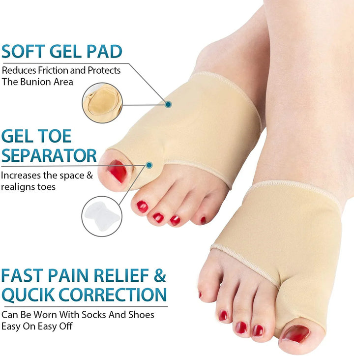 Bunion Corrector Sleeve | Silicone Gel Toe Spacer &amp; Cushioned Pad | Pair for All-Day Bunion and Hallux Valgus Relief