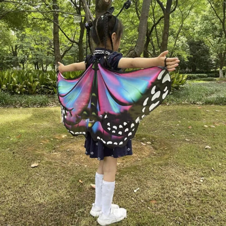 Butterfly Wings Cape Costume Seasonal | Finger Loops with Adjustable Collar Strap | Lightweight Breathable Polyester