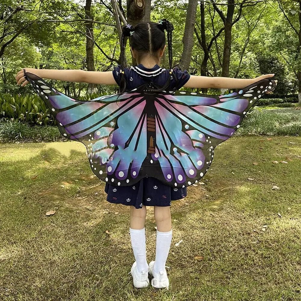 Butterfly Wings Cape Costume Seasonal | Finger Loops with Adjustable Collar Strap | Lightweight Breathable Polyester