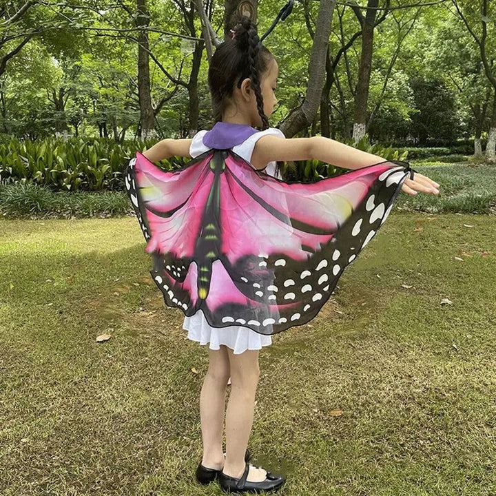 Butterfly Wings Cape Costume Seasonal | Finger Loops with Adjustable Collar Strap | Lightweight Breathable Polyester
