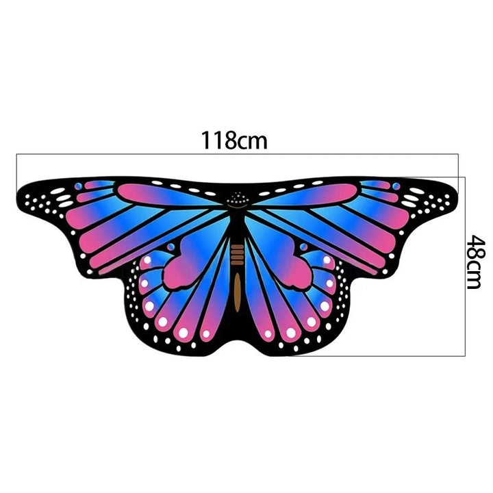 Butterfly Wings Cape Costume Seasonal | Finger Loops with Adjustable Collar Strap | Lightweight Breathable Polyester