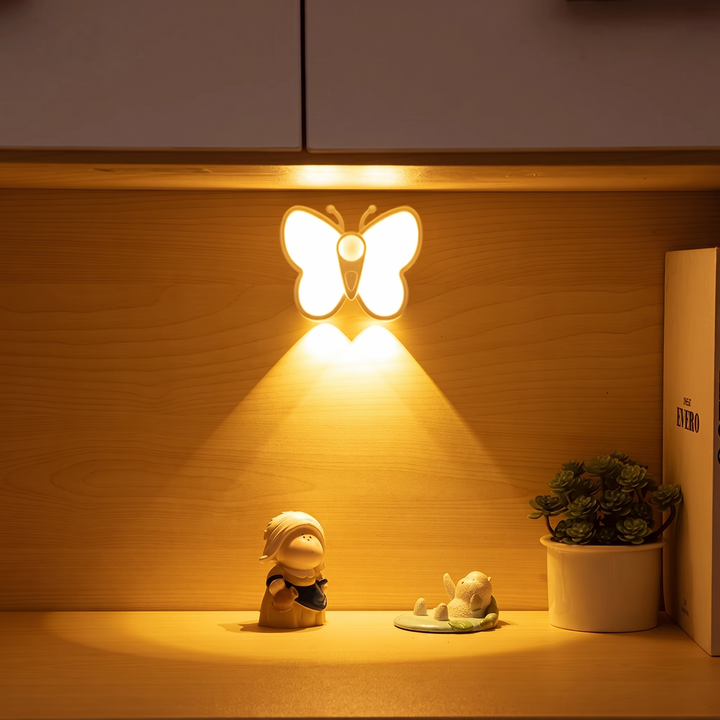 Butterfly Motion Sensor Night Light, Rechargeable Battery, Magnetic Mount, USB Charging 2