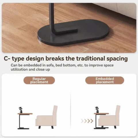 C-Table Top | Oval Grained Surface, Slide-Under Base