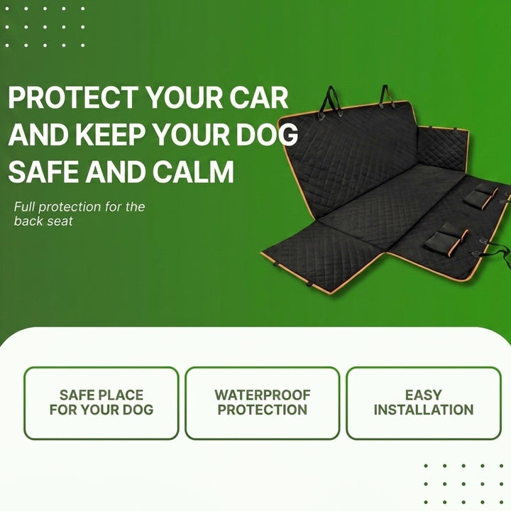 Waterproof Dog Car Seat Cover | Side Flaps | Storage Pockets | Machine Washable | Universal Fit