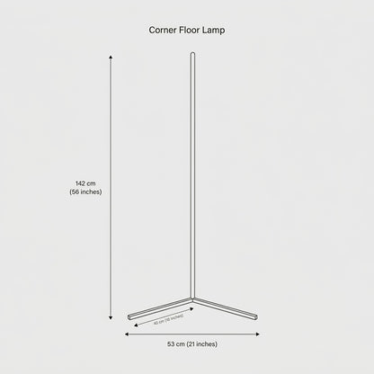 LED Corner Floor Lamp | Colour Changeable | App & Remote Control | 145cm | Black & White