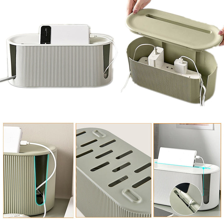 Cable Storage Pouch 2-Pack, Plastic, 30 x 20 x 15 cm | Compartments for Chargers &amp; Cables | Tidy Home or Office Storage