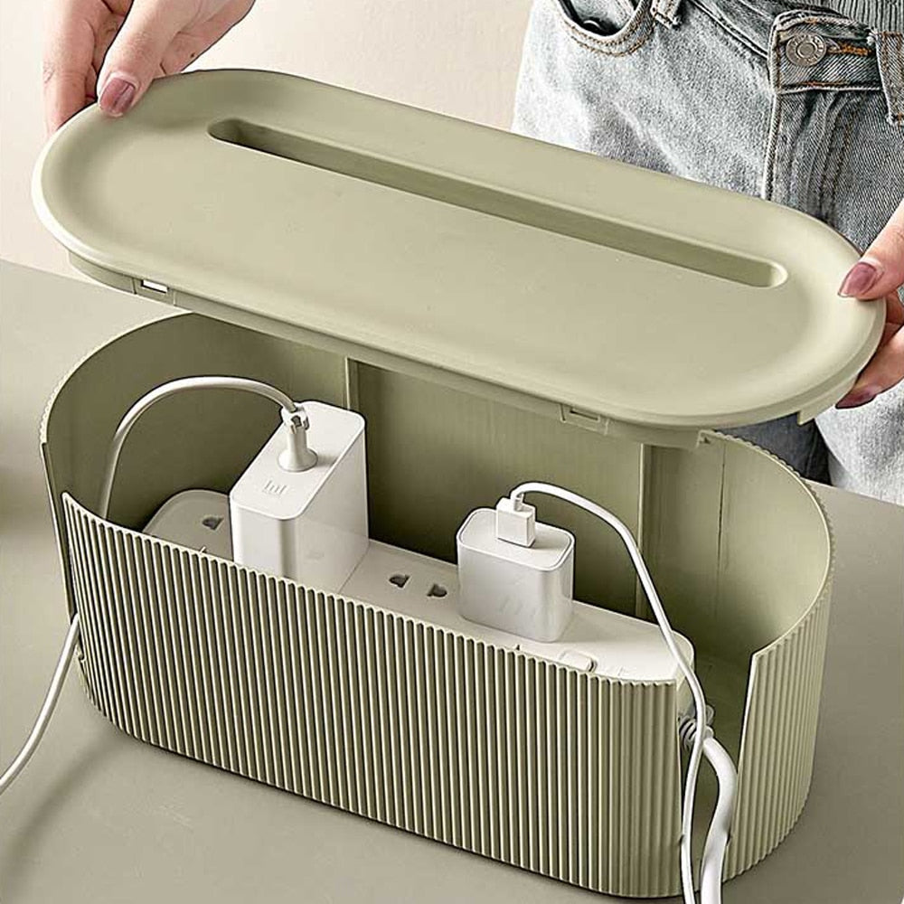 Cable Storage Pouch 2-Pack, Plastic, 30 x 20 x 15 cm | Compartments for Chargers & Cables | Tidy Home or Office Storage
