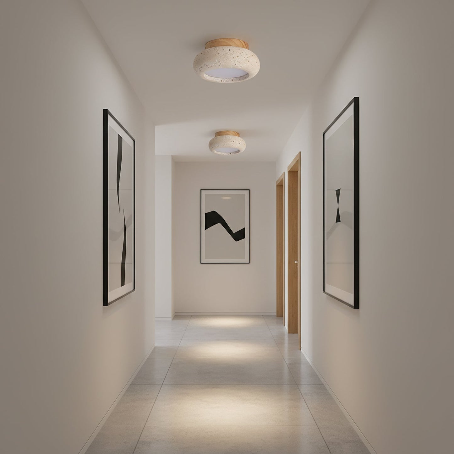 Cairns | Flush Mount Ceiling Light Fixture with Integrated LED & Natural Stone Design | Elegant Ambiance for Indoor Spaces 4