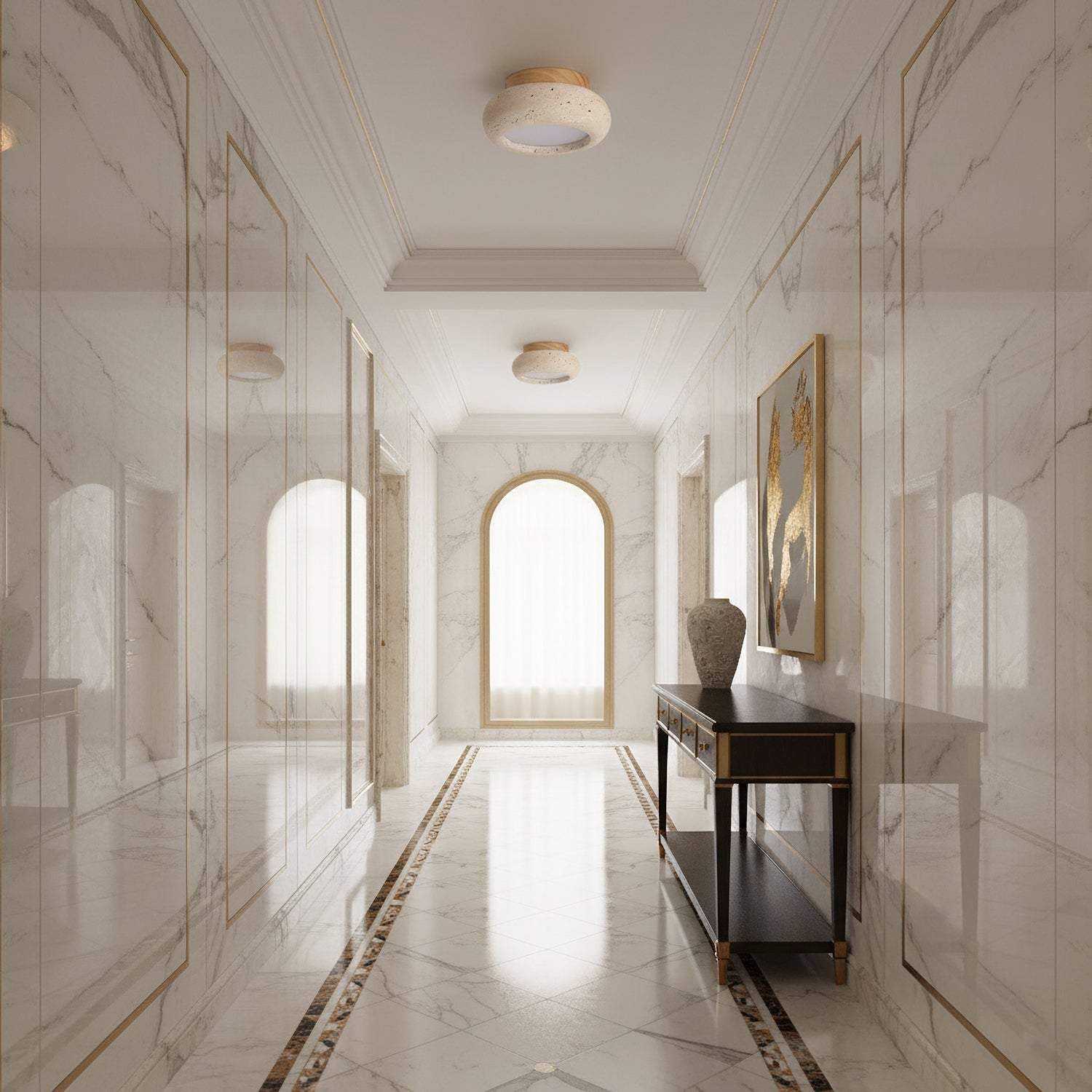 Cairns | Flush Mount Ceiling Light Fixture with Integrated LED & Natural Stone Design | Elegant Ambiance for Indoor Spaces 5