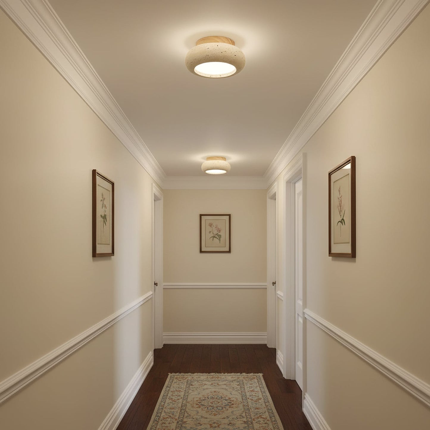 Cairns | Flush Mount Ceiling Light Fixture with Integrated LED & Natural Stone Design | Elegant Ambiance for Indoor Spaces 8