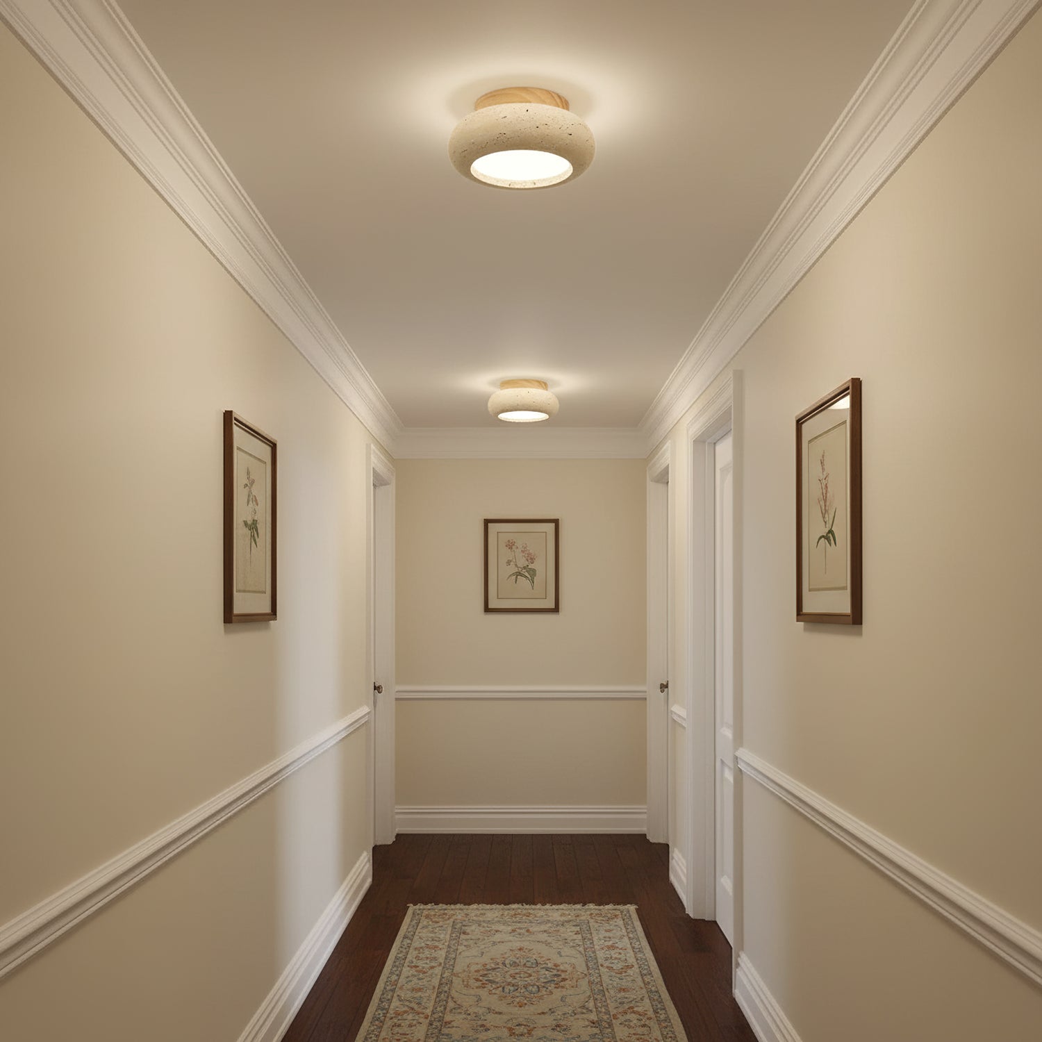 Cairns | Flush Mount Ceiling Light Fixture with Integrated LED & Natural Stone Design | Elegant Ambiance for Indoor Spaces 8