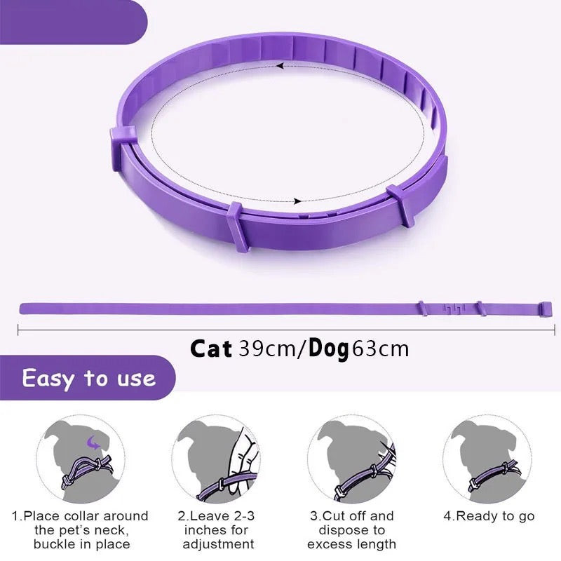 Calming Collar for Dogs &amp; Cats | 60-Day Pheromone &amp; Essential Oil Release | Adjustable, Water-Resistant, Purple or Grey