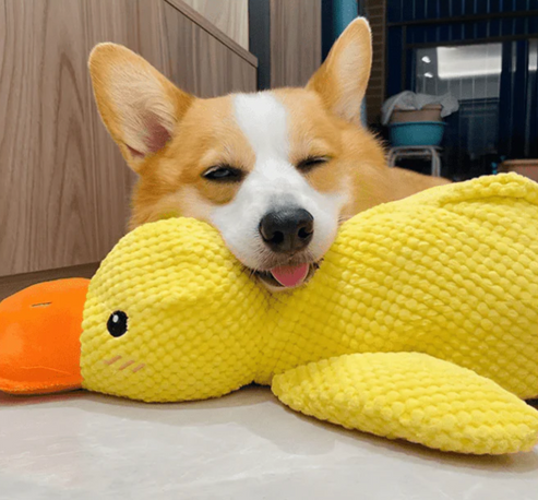 Calming Plush Duck Dog Toy | Soft Bite-Resistant Fabric | Reduces Anxiety for Deeper, Calmer Sleep and Safe for Teeth and Gums