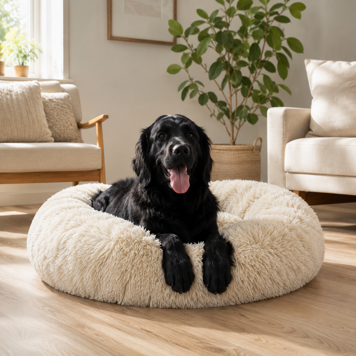 Calming Dog Bed Plush | Machine Washable, Soft Cosy Design | Anti-Anxiety Cushion for Restful Sleep and Naps for Dogs 1