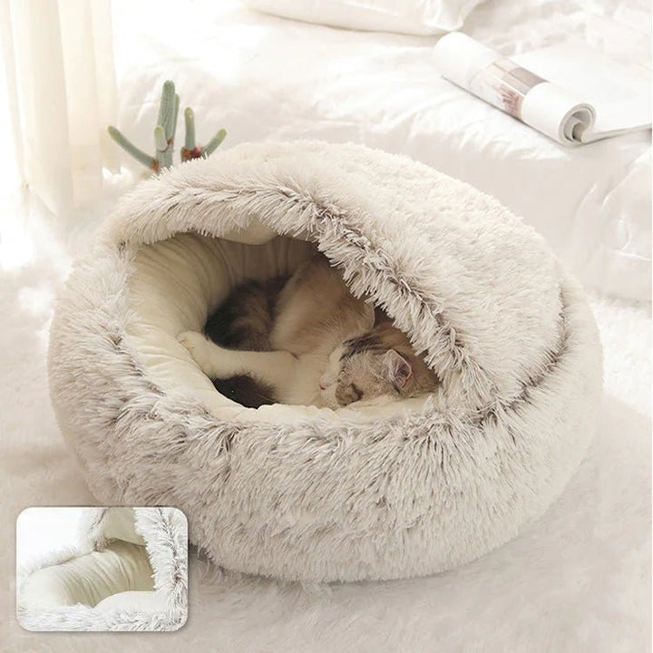 Calming Nest Pet Bed | Hooded Cave for Cats and Small Dogs 0