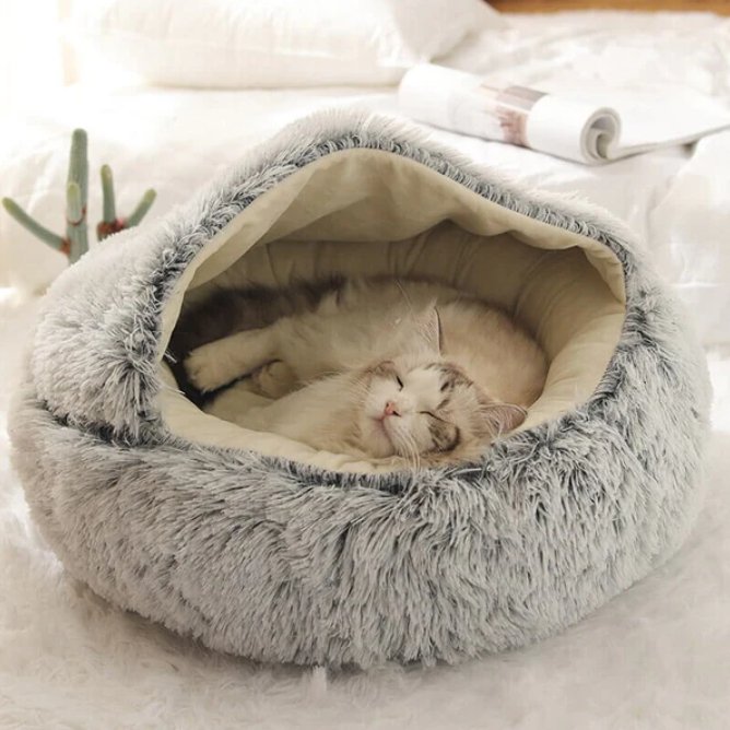 Calming Nest Pet Bed | Hooded Cave for Cats and Small Dogs 1