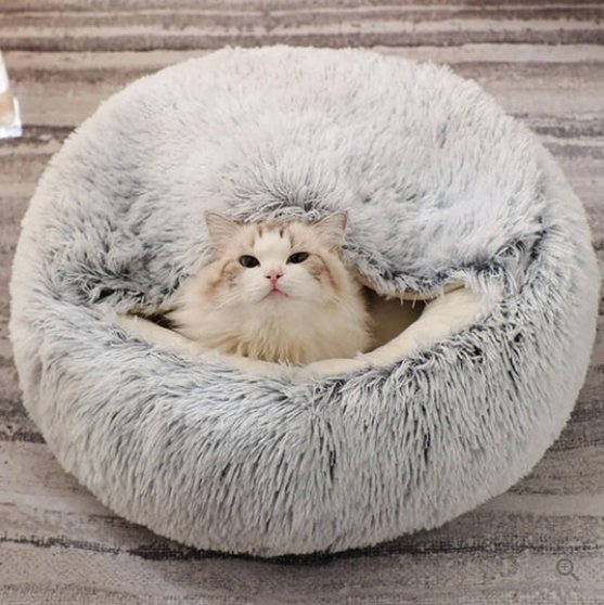 Calming Nest Pet Bed | Hooded Cave for Cats and Small Dogs 2