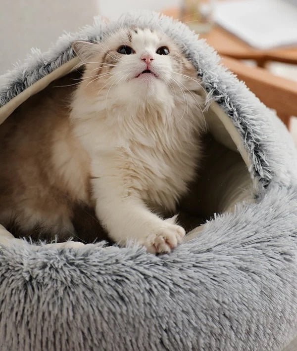 Calming Nest Pet Bed | Hooded Cave for Cats and Small Dogs 8