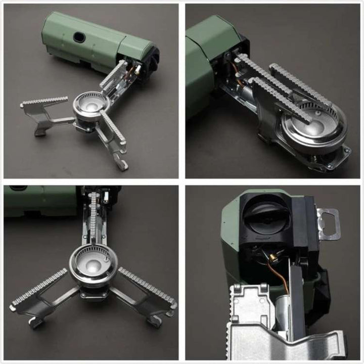 Camping Gas Stove CampFlames 2600W | Windproof Foldable Burner, Army Green or Khaki | Boils 1L in 10 Minutes for Hiking &amp; Travel