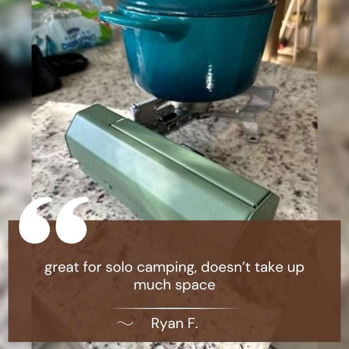 Camping Gas Stove CampFlames 2600W | Windproof Foldable Burner, Army Green or Khaki | Boils 1L in 10 Minutes for Hiking &amp; Travel