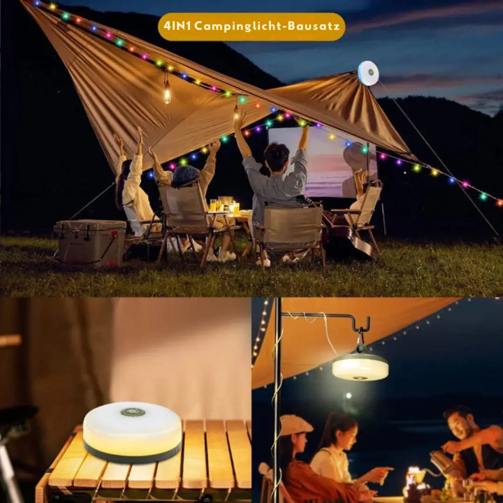 Camping Lamp | 4-in-1 LED Light with Retractable String &amp; Power Bank