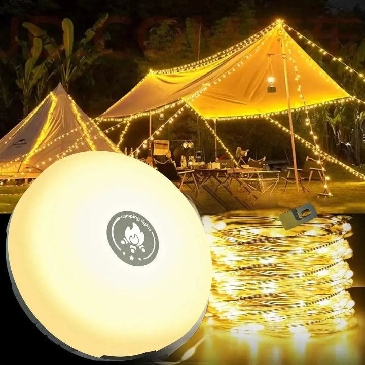Camping Lamp | 4-in-1 LED Light with Retractable String & Power Bank