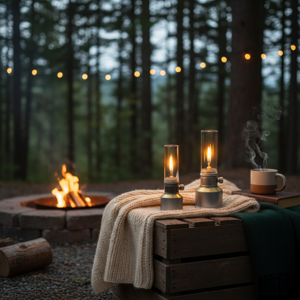Camping lamp aluminum with gas cartridge – vintage style 4