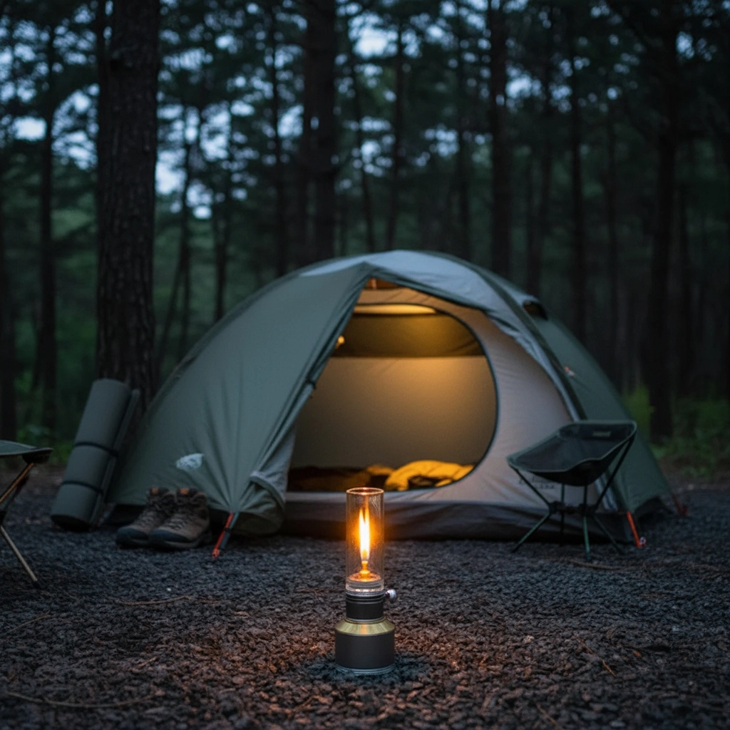 Camping lamp aluminum with gas cartridge – vintage style 5